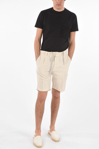 Single-pleated Linen Blend Shorts