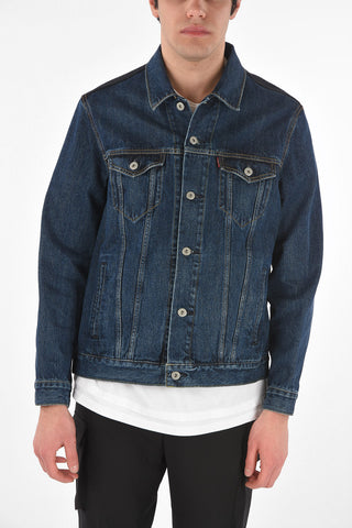 Plaid Check Wool Detail Denim Jacket