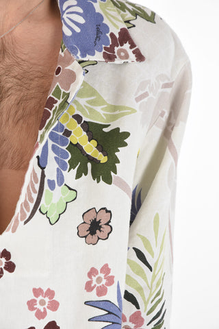 Floral Patterned Hemp Caftan Shirt