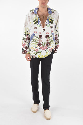 Floral Patterned Hemp Caftan Shirt