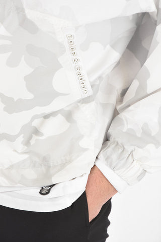 Felpa in Cotone con Fodera in Nylon Camouflage e Cappuccio