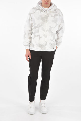 Felpa in Cotone con Fodera in Nylon Camouflage e Cappuccio
