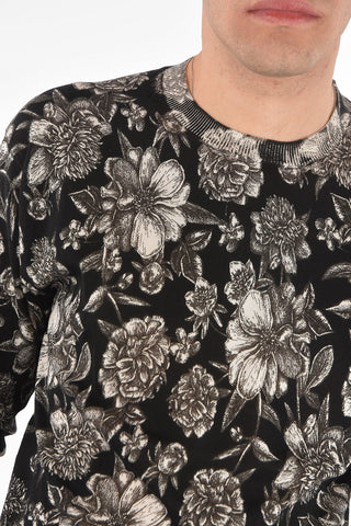 Maglia Girocollo in Cotone con Motivo Floreale