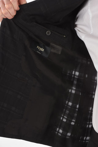 Single-breasted Flap Pocket District Check Blazer