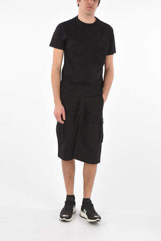 Lace Breast-pocket Cotton T-Shirt with Logo