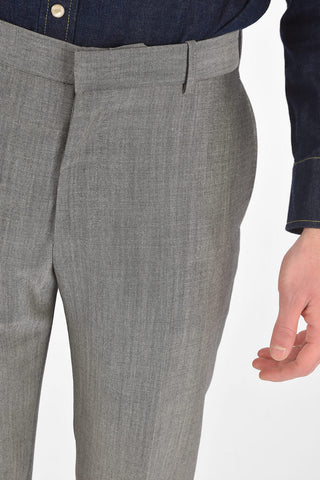 Pantaloni 4 Tasche in Misto Lana con Chiusura Nascosta