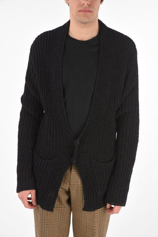 2 Button Patch Pocket Openwork Cardigan