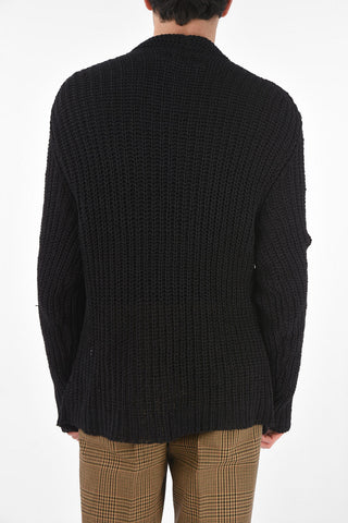 2 Button Patch Pocket Openwork Cardigan
