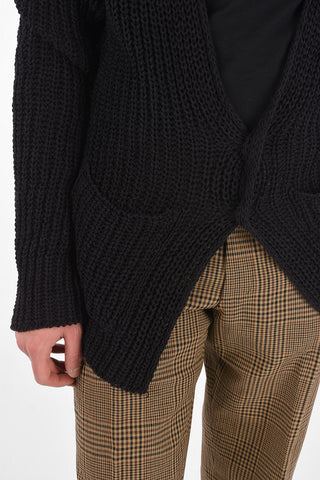 2 Button Patch Pocket Openwork Cardigan