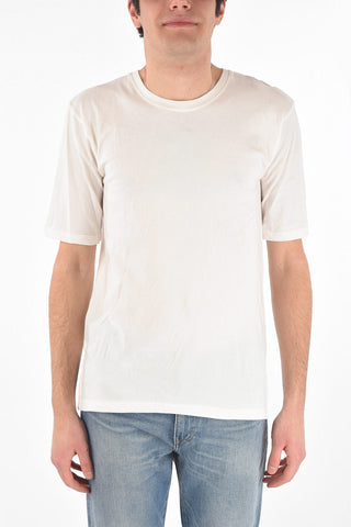 Crew Neck Side Split Cotton T-Shirt