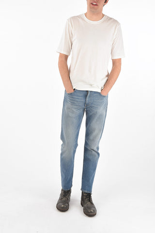 Crew Neck Side Split Cotton T-Shirt