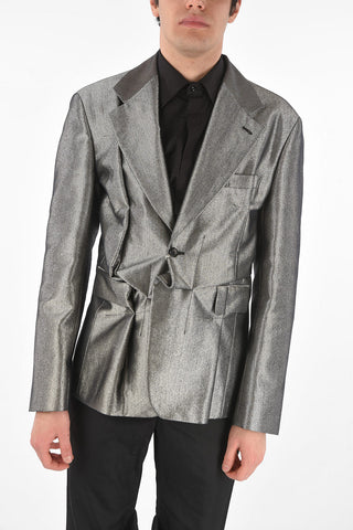 Blazer Monopetto Drappeggiato in Lurex