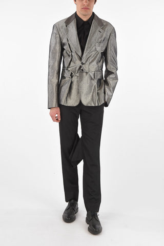 Blazer Monopetto Drappeggiato in Lurex