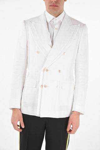 Double-breasted Double-layered Linen Blazer