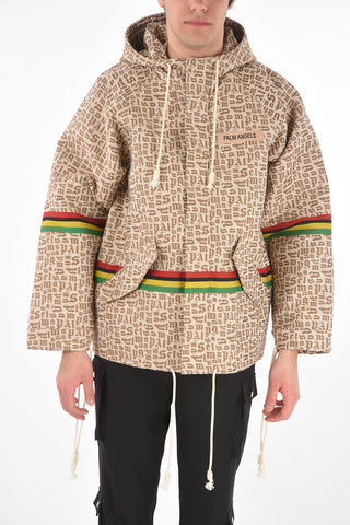 Hooded Monogram Jacquard Fabric Parka with Drawstrings