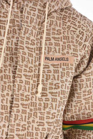 Hooded Monogram Jacquard Fabric Parka with Drawstrings