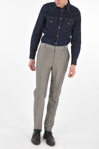 4 Pocket Hidden Fastening Wool Blend Pants