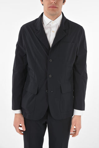 Unlined Stretch Nylon Blazer with Flap Patch Pockets