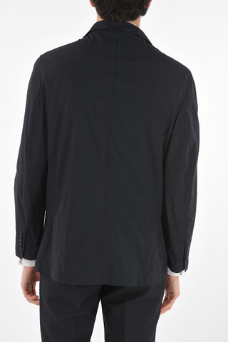 Blazer Sfoderato in Nylon Stretch con Tasche a Toppa con Aletta