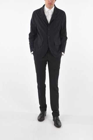 Blazer Sfoderato in Nylon Stretch con Tasche a Toppa con Aletta