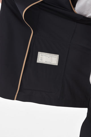 Blazer Sfoderato in Nylon Stretch con Tasche a Toppa con Aletta