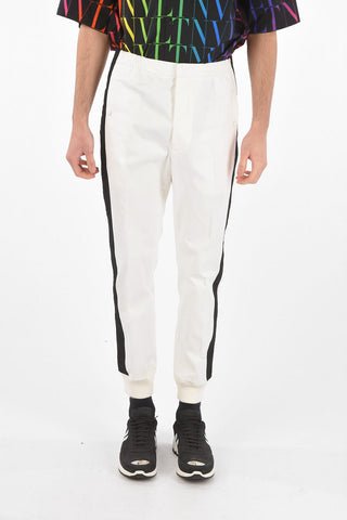 4 Pocket Contrasting Band Pants with Elastic Cuffs