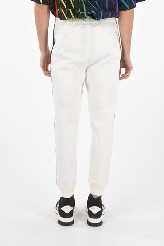 4 Pocket Contrasting Band Pants with Elastic Cuffs