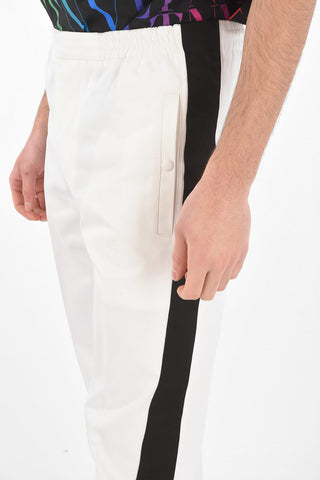 4 Pocket Contrasting Band Pants with Elastic Cuffs