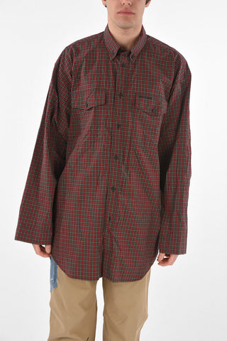 UNIFIT Button-down Collar Plaid Check Oversized Shirt