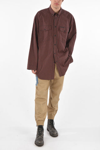 UNIFIT Button-down Collar Plaid Check Oversized Shirt