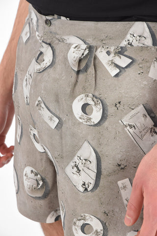 DANIEL ARSHAM Shorts a 2 Pinces con Stampa Monogram