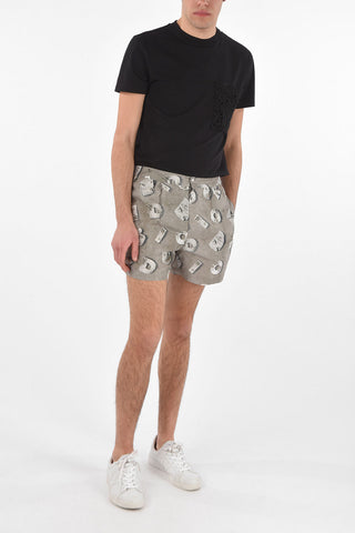 DANIEL ARSHAM Shorts a 2 Pinces con Stampa Monogram