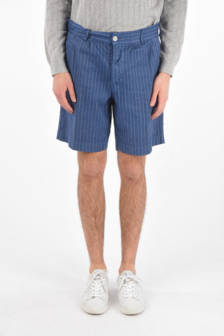 Linen blend Bermuda Shorts with Pinstripes Pattern
