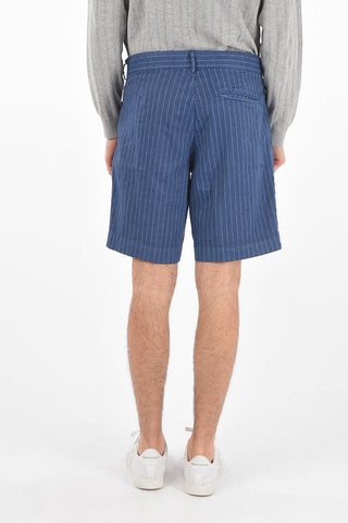 Linen blend Bermuda Shorts with Pinstripes Pattern