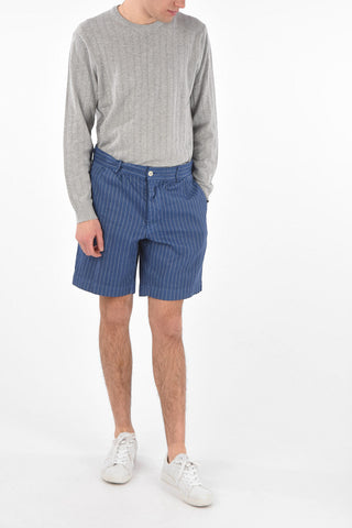 Linen blend Bermuda Shorts with Pinstripes Pattern