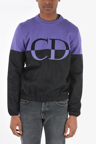 virgin wool and nylon crew-neck sweater with side zip