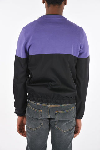 virgin wool and nylon crew-neck sweater with side zip