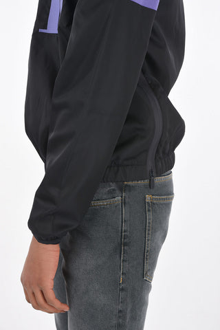 virgin wool and nylon crew-neck sweater with side zip