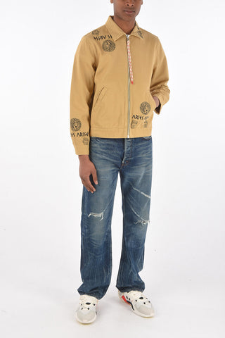 giubbotto in denim con zip frontale