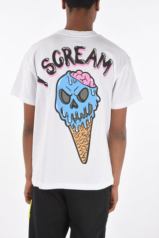 t-shirt girocollo con stampa sul dietro
