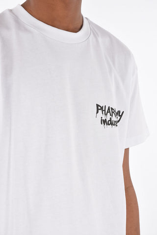 t-shirt girocollo con stampa sul dietro