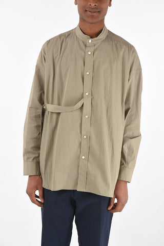 mandarin collar shirt with strap detail