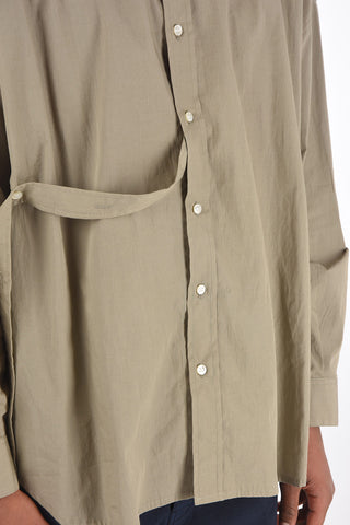 mandarin collar shirt with strap detail