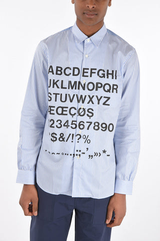 MAN hairline striped classic collar shirt with Alphabet print
