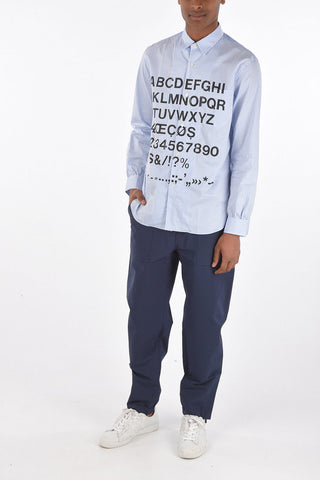 MAN hairline striped classic collar shirt with Alphabet print
