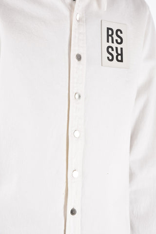 denim slim fit overshirt with silver buttons