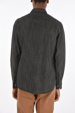 denim spread collar LENOX shirt with snap buttons