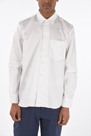 pinstriped spread collar shirt