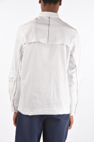 pinstriped spread collar shirt