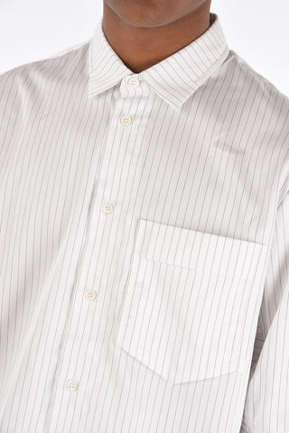 pinstriped spread collar shirt